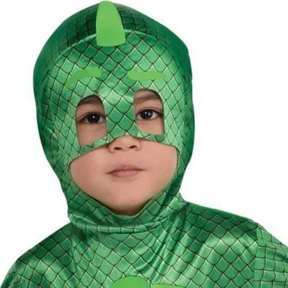 PJ Masks Gekko Deluxe Child Costume Small 4-6  Green Scaled Jumpsuit,Tail & Mask - Picture 4 of 4
